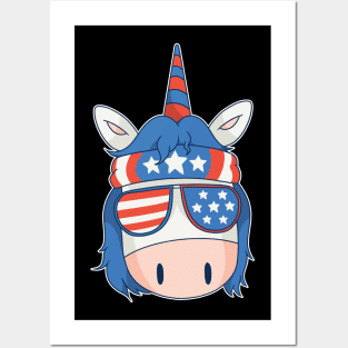 American unicorn rebels flag Posters and Art